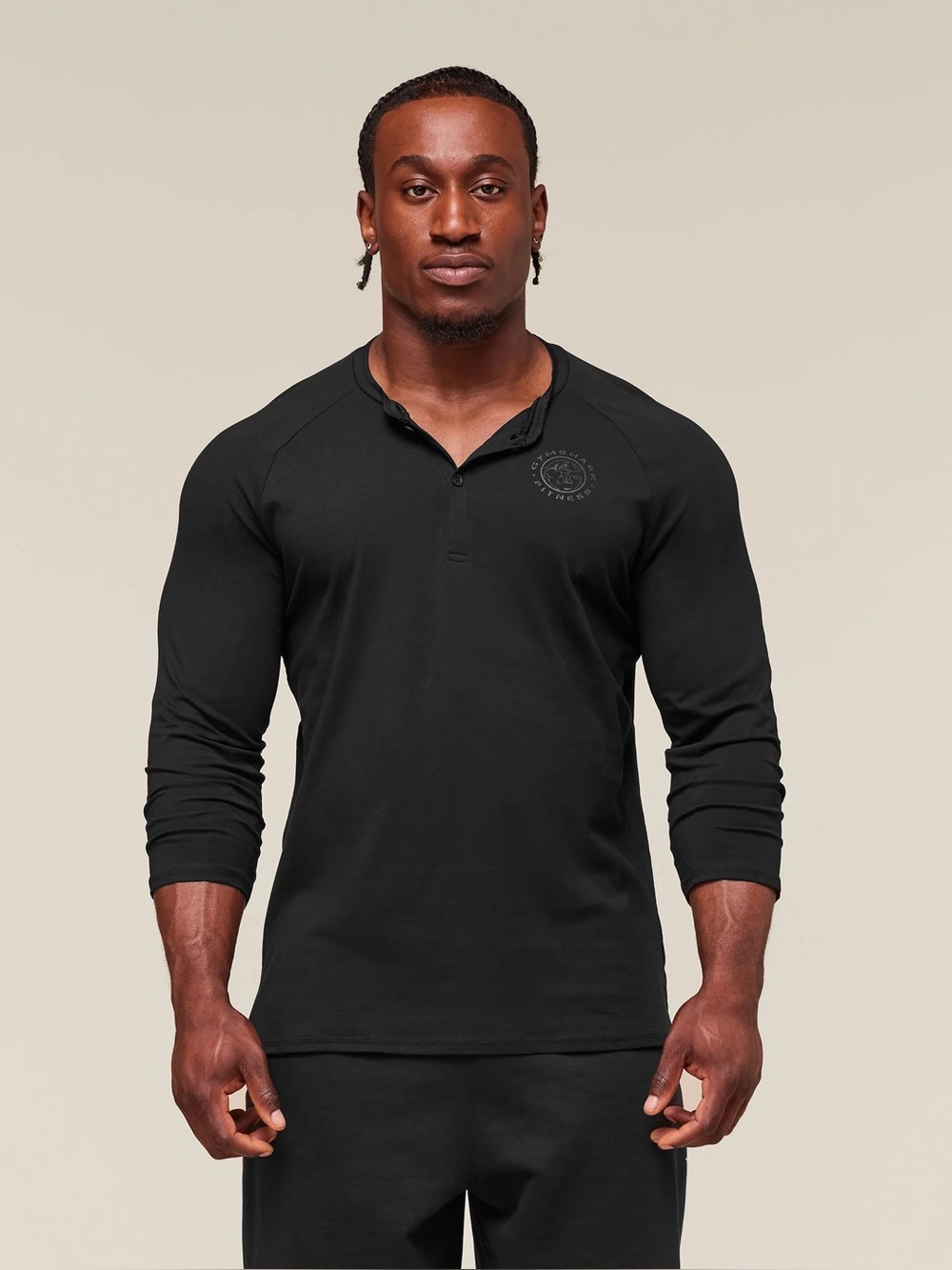 NWT Gymshark Men’s Legacy Henley 3/4 Sleeve Black Size Medium